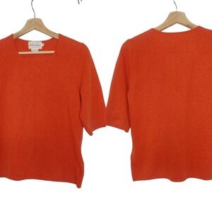 Absolut Cashmere Sweater Crew Neck Elbow Sleeve‎ Orange Medium M